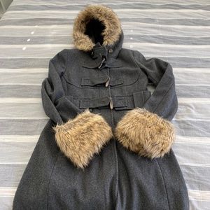 Wool Coat with fake fur- size 2